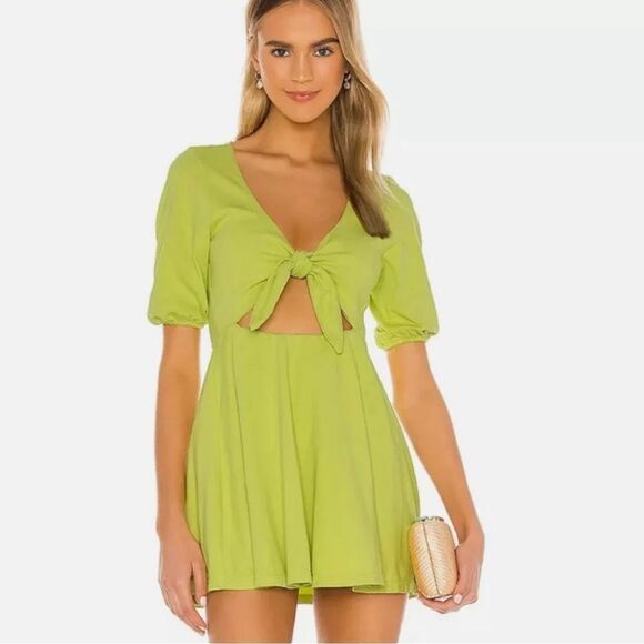 Lovers and Friends Tirzah Mini Dress Cutout Knot in Pistachio Green- Size Small - Picture 1 of 8